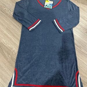 Mazu Swim Navy Dress with Red Trim size m